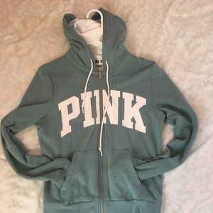 Teal PINK zipped up hoodie